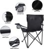 YSSOA Portable Folding Black Camping Chair, 1-Pack