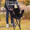 YSSOA Portable Folding Black Camping Chair, 1-Pack
