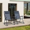 Oversized Folding Rocking Camping Chair Set of 2, Outdoor Rockers with Headrests, Zero Gravity Bungee Lawn Chairs for 2 Adults, Gray