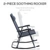 Oversized Folding Rocking Camping Chair Set of 2, Outdoor Rockers with Headrests, Zero Gravity Bungee Lawn Chairs for 2 Adults, Gray