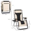 Foldable Outdoor Lounge Chair with Footrest, Oversized Padded Zero Gravity Lounge Chair with Headrest, Cup Holders, Armrests for Camping, Lawn, Garden