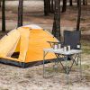 YSSOA Portable Folding Black Camping Chair, 1-Pack
