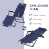 Tanning Chair, 2-in-1 Beach Lounge Chair & Camping Chair w/ Pillow & Pocket, Adjustable Chaise for Sunbathing Outside, Patio, Poolside, Navy