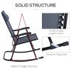 Oversized Folding Rocking Camping Chair Set of 2, Outdoor Rockers with Headrests, Zero Gravity Bungee Lawn Chairs for 2 Adults, Gray