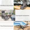 Lounge Chair Adjustable Recliner w/Pillow Outdoor Camp Chair for Poolside Backyard Beach, Support 300lbs