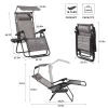 Lounge Chair Adjustable Recliner w/Pillow Outdoor Camp Chair for Poolside Backyard Beach, Support 300lbs
