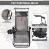 Lounge Chair Adjustable Recliner w/Pillow Outdoor Camp Chair for Poolside Backyard Beach, Support 300lbs